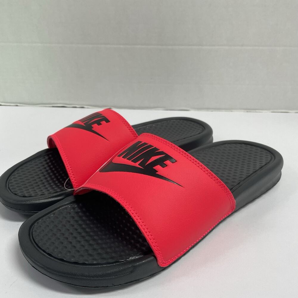 Nike Benassi JDI 343880 605 Size 13 Men Red Orbit Black Slide Sandal Slippers